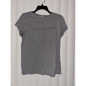 Calvin Klein Grey Short Sleeve T-Shirt with Rhinestone Logo